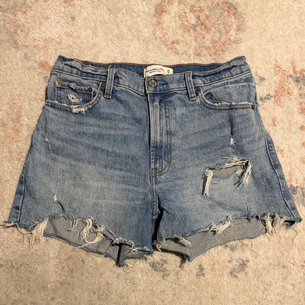 Abercrombie & Fitch Blue Distressed Jean Shorts
